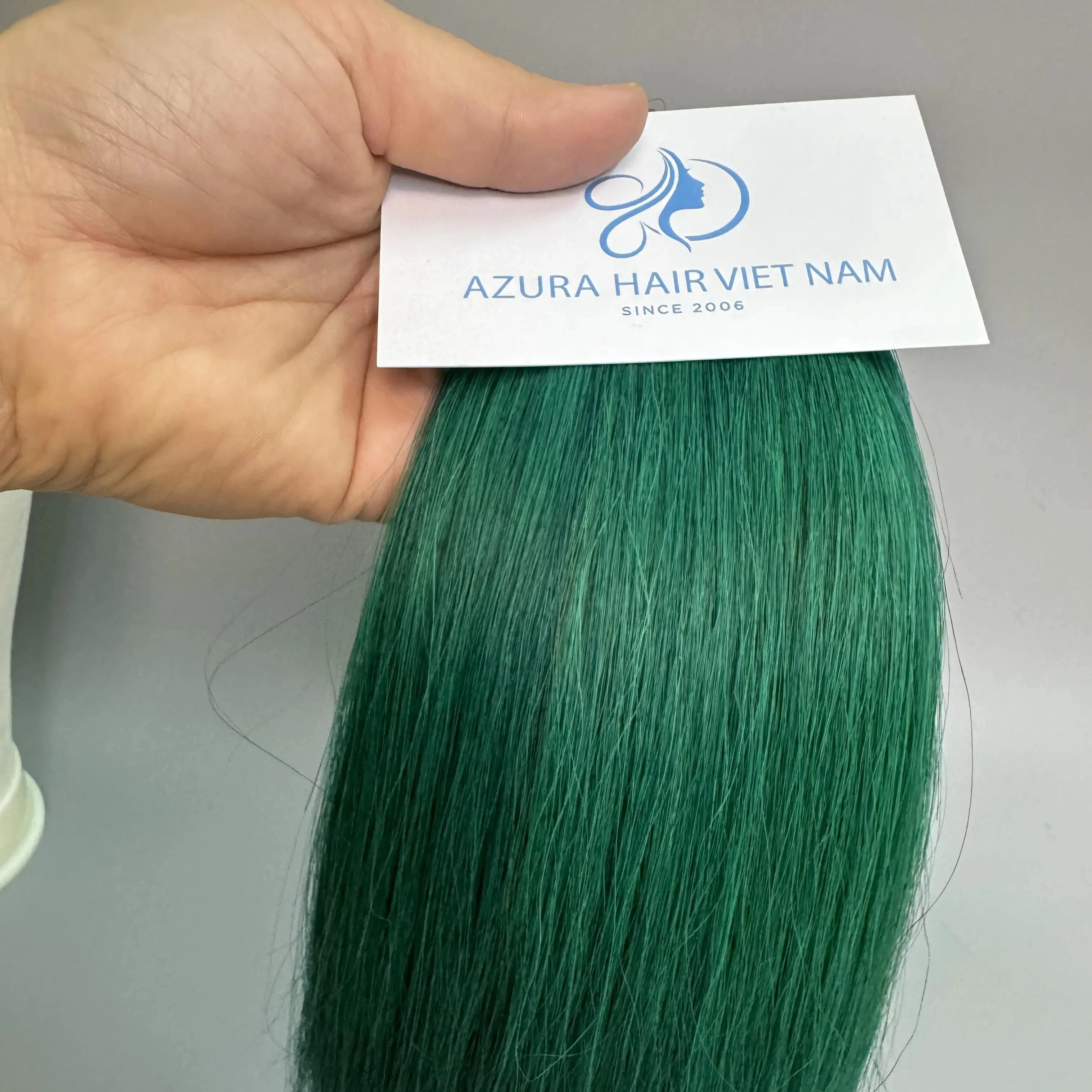 Color Green Remy Human Hair VietNamese, Weft Hair Straight Hair Extensions
