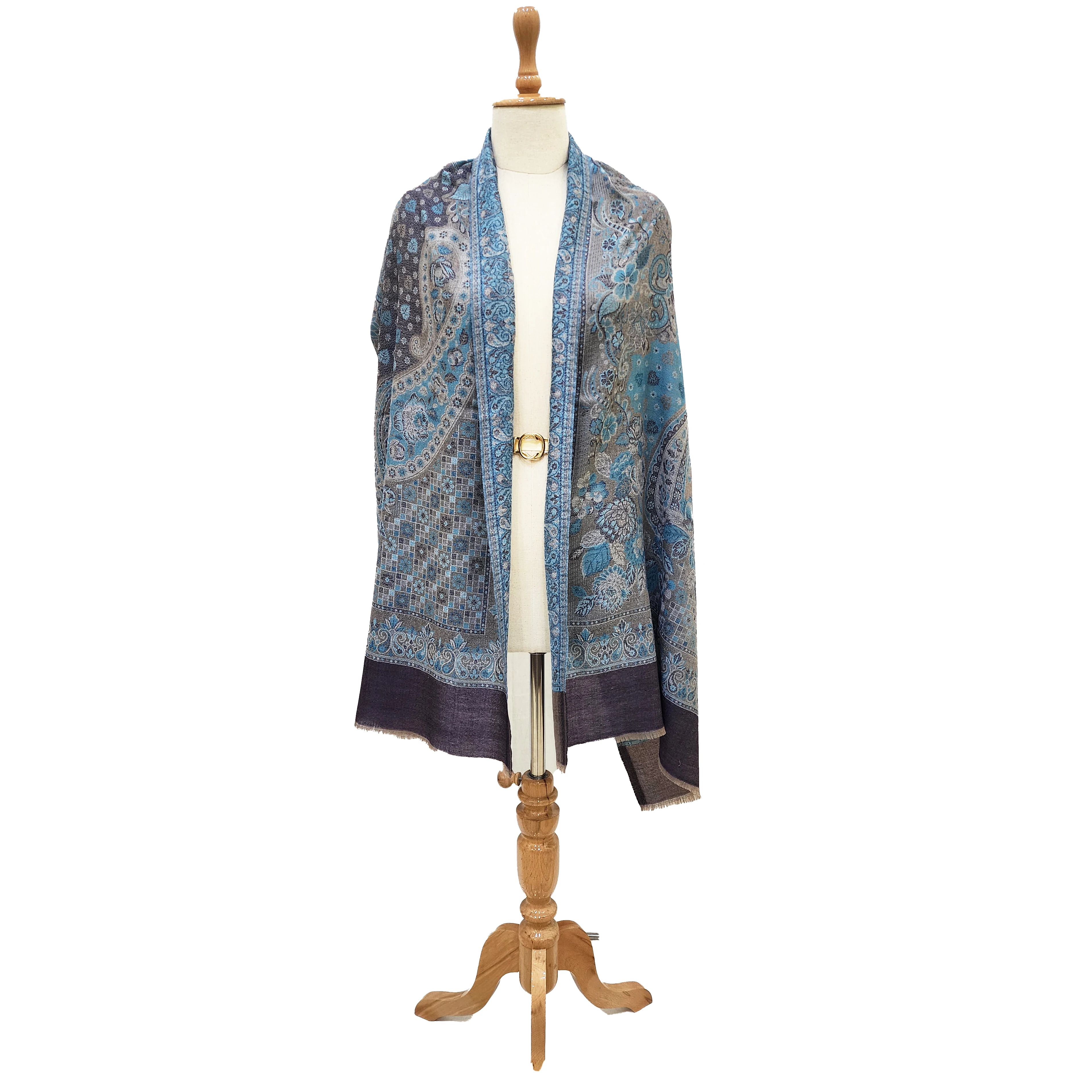 kashmir wool pashmina woven printed hand embroidery cashmere woven shawls long length superfine cashmere shawls