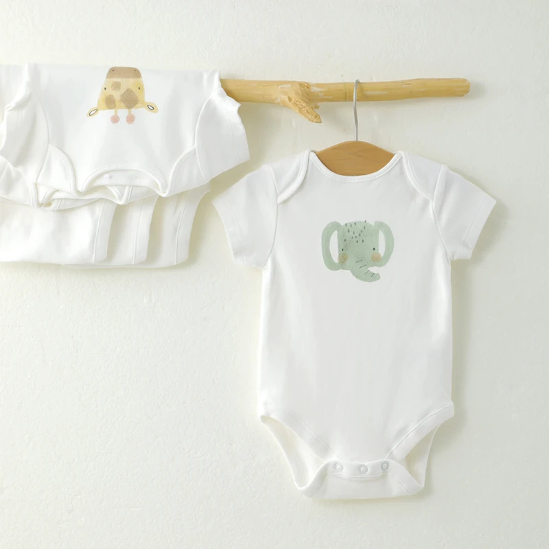 Wholesale OEM ODM Custom LOGO Printing Plain Baby Clothes GOTS Organic Cotton Baby Bodysuit Set