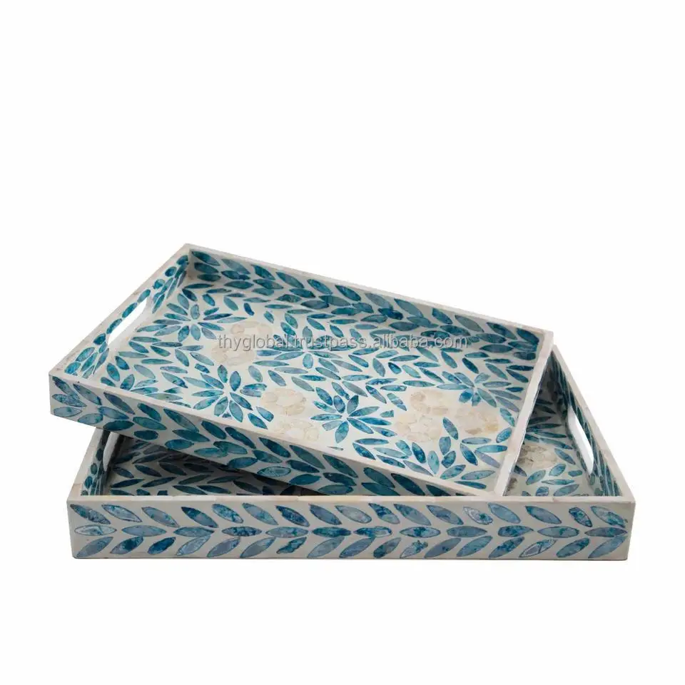 Eye-catching Mother Of Pearl Inlay Serving Tray Lacquer Tray For Home Decor Round Tray As Coffee Table Decor