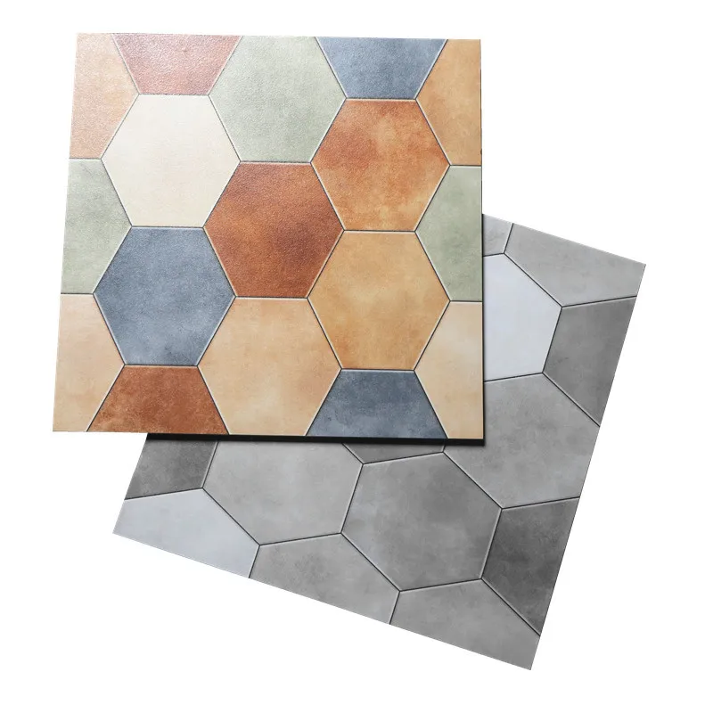 Longstar 2024 Hotselling Wholesale 600*600MM Ceramic Porcelain Rustic Floor Tiles With Hexagon Effect Light Grey & Color Tile