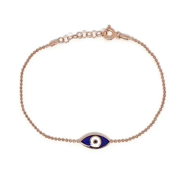 925 STERLING SILVER CHAIN BRACELET TURKISH EVIL EYE ENAMEL  CHAIN BRACELET SILVER GOLD ROSE GOLD PLATED