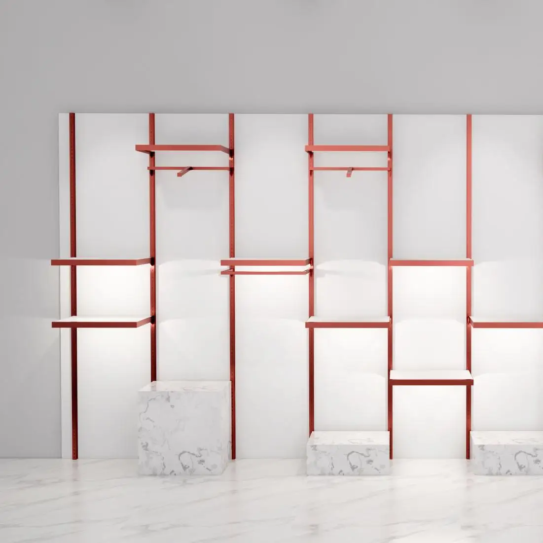 Оптовая продажа розничный магазин светодиодные полки настенные металлические деревянные стеллажи для выставок напольные бутиков