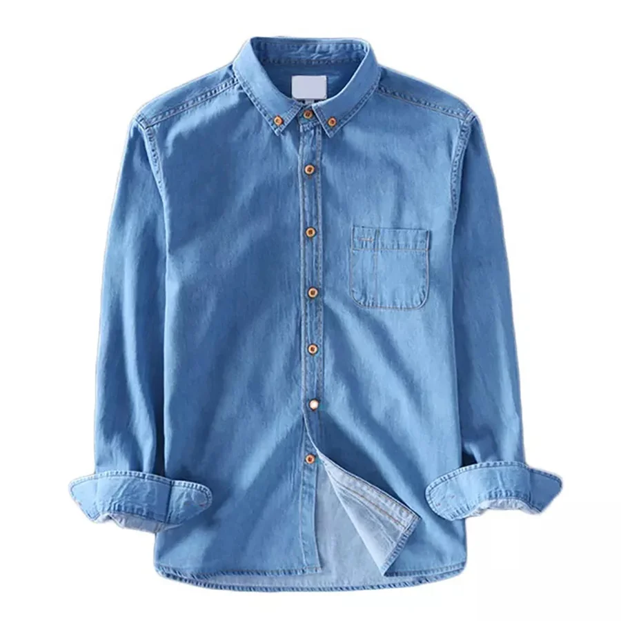 2020 New Denim Shirt Men Plus Large Size Cotton Jeans Cardigan Casual Fashion Two-pocket Slim Fit Long Sleeve Shirts For Male