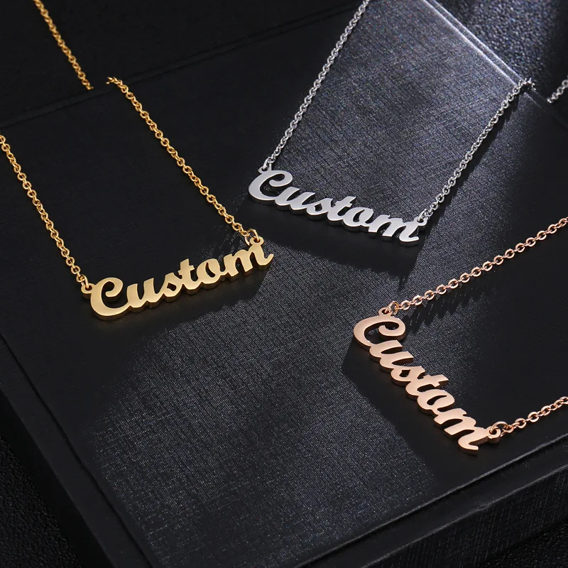 Custom Cursive Pendant Plated necklace Birthston Engraved Name Womennecklace