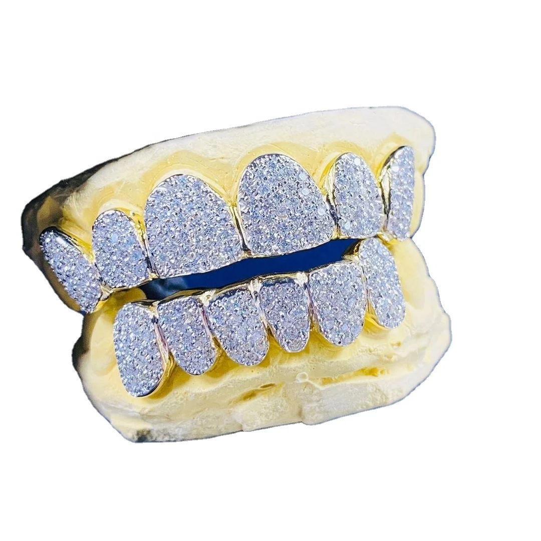 Custom DIY Teeth Gillz Set Hip Hop Bling Mouth Jewelry VVS Natural Cvd Moissanite Iced Out Teeth Grillz