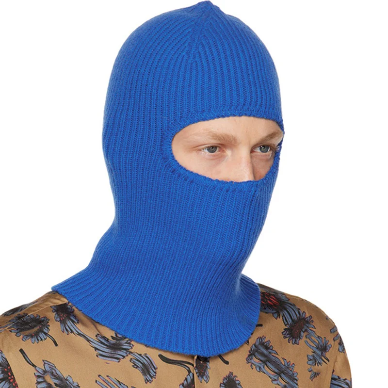 Custom Logo 1 Hole Men Women Wool Mohair Winter Knit Hoodie Ski Mask Facemask Balaclava