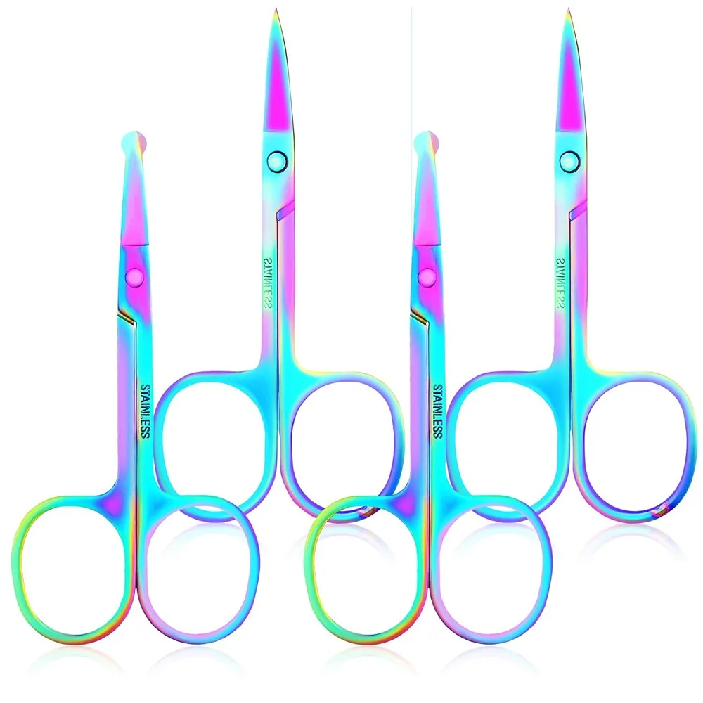 4 Pieces Nail Scissors Curved And Rounded Scissors Multi-purpose Stainless Steel Cuticle Nail Scissors