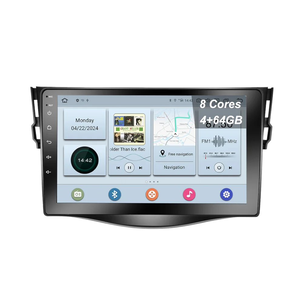 BG Factory 9inch Android 13 ultra-thin 8Cores (4+64GB) car radio for Toyota Rav4 2006-2012 GPS navigation 4G Wifi Bluetooth 5.0