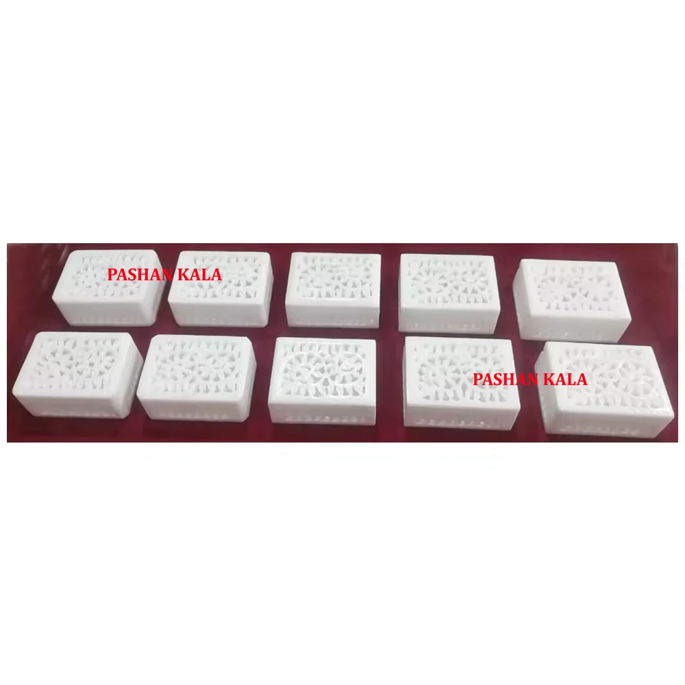 Wholesaler And Manufacturer Handmade White Marble Carving Latest Design Rectangle Shape Jewelry Storage Boxes In Bulk Quantity