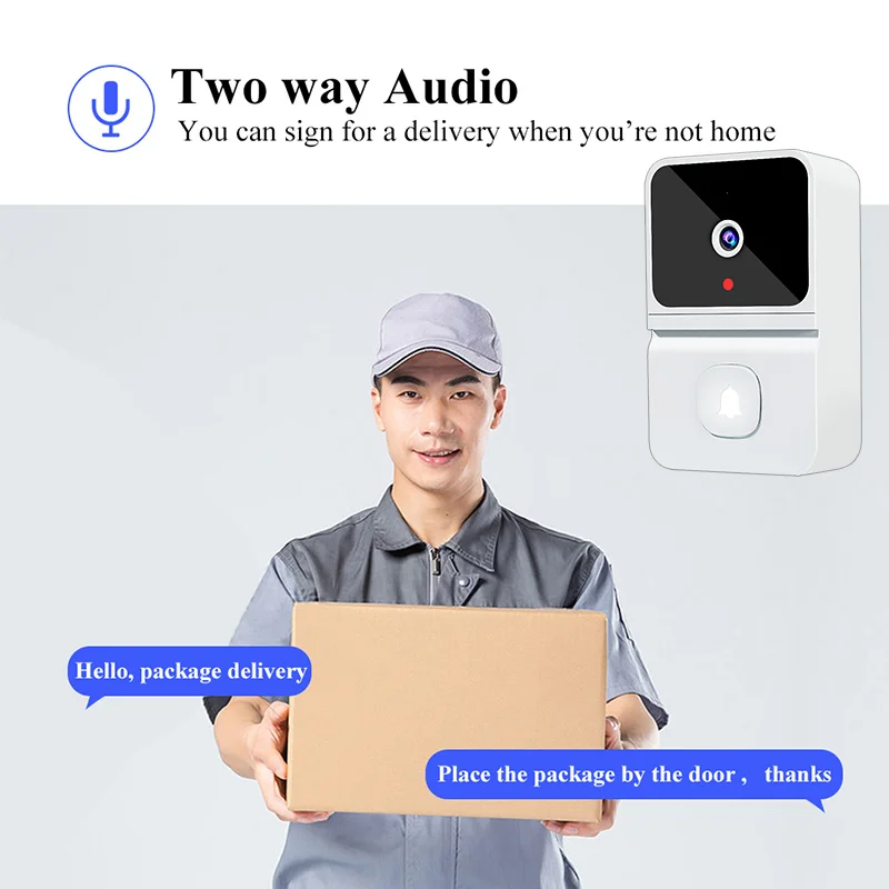 Doorbell two-way intercom remote message notification built-in battery extra long standby time Tuyasmart Video Doorbell Camera