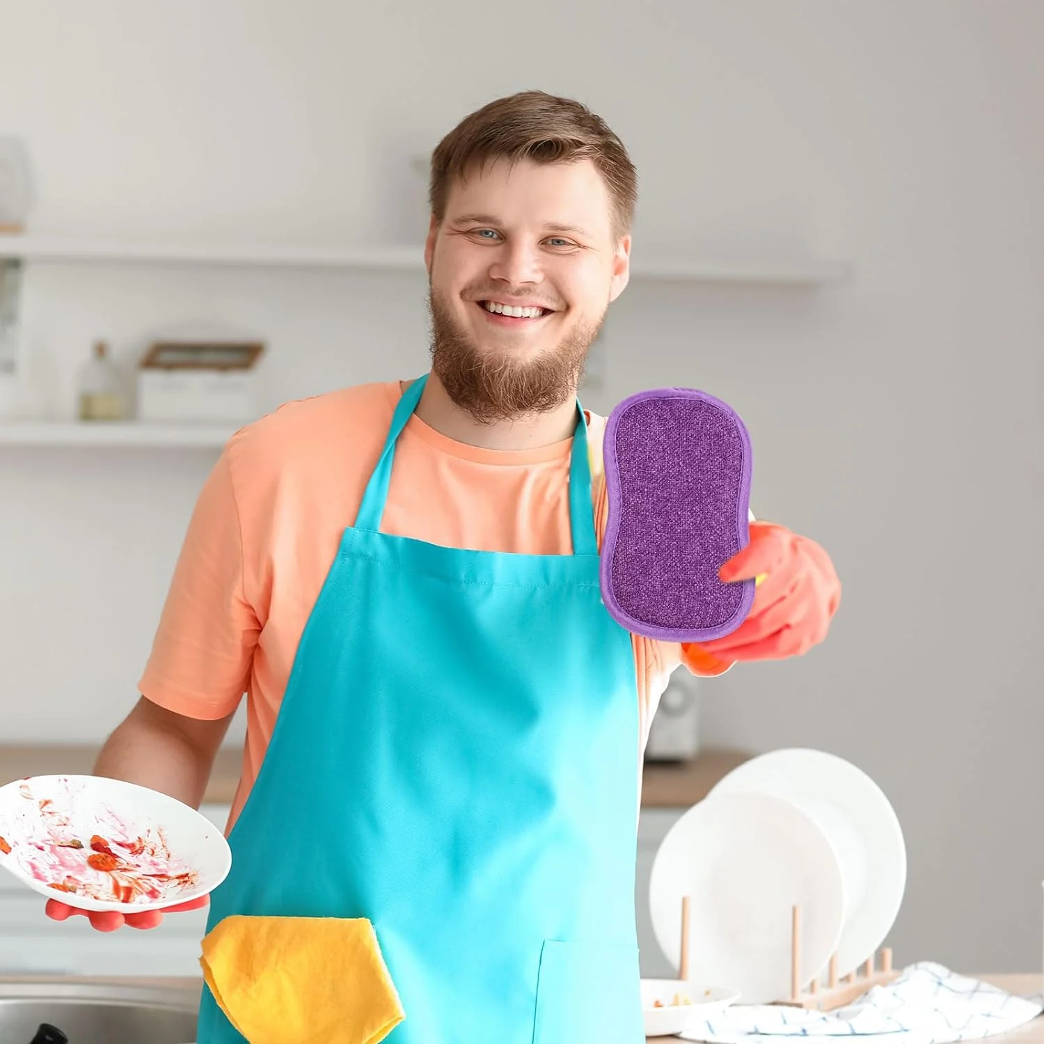 Kitchen Dish washing sponge scrubber Magic nano cleaner dish scrub sponge kitchenware set Double cleaning Sponge pad for kitchen
