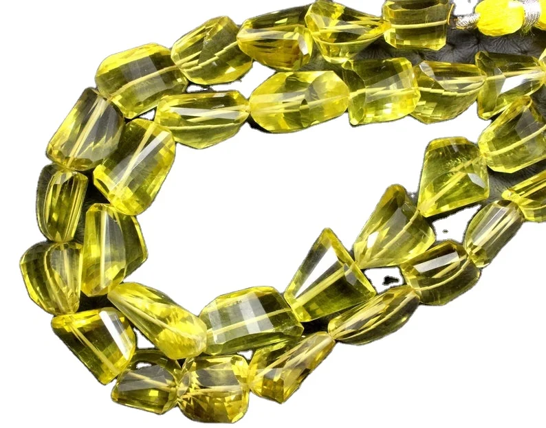 Wonderful Collection Huge Size 14 Pieces Natural Lemon Quartz Gemstone Faceted Nuggets Shape Beads Wholesale