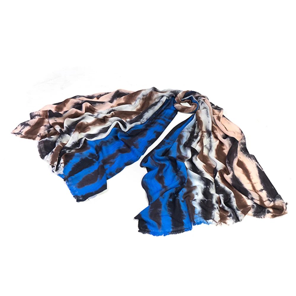 New Collection Tie Dye Merino Scarves Lightweight Ethnic Long Plain Style Cashmere Material for Winter at a Good Price