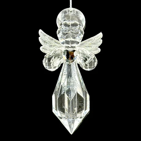 Рождественское Новогоднее украшение прозрачный золотой акриловый Ангел с бриллиантовым декоративным украшением