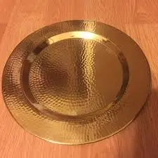 Brass Globe Hammered Plate PITAL Charger Server Kitchenware Dinning Table Top Plate for Home Decoration Dishes & Plates