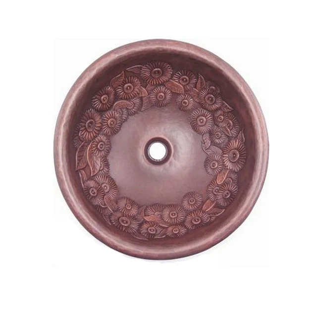 Classic design copper hammered wash basin sink round shape customized size kitchen sink for best selling