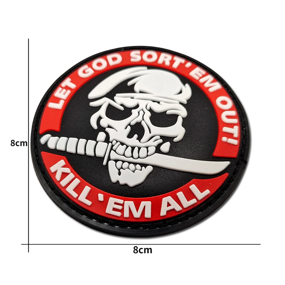 Excellent quality custom punisher 3D pvc rubber label patch silicone badge for clothing