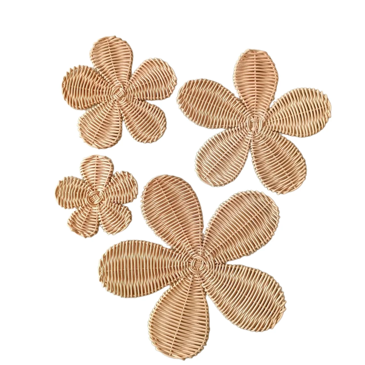 Beauty wall decorations sprinkled with flowers natural rattan crafts woven rattan room wall decorations with spring nuances