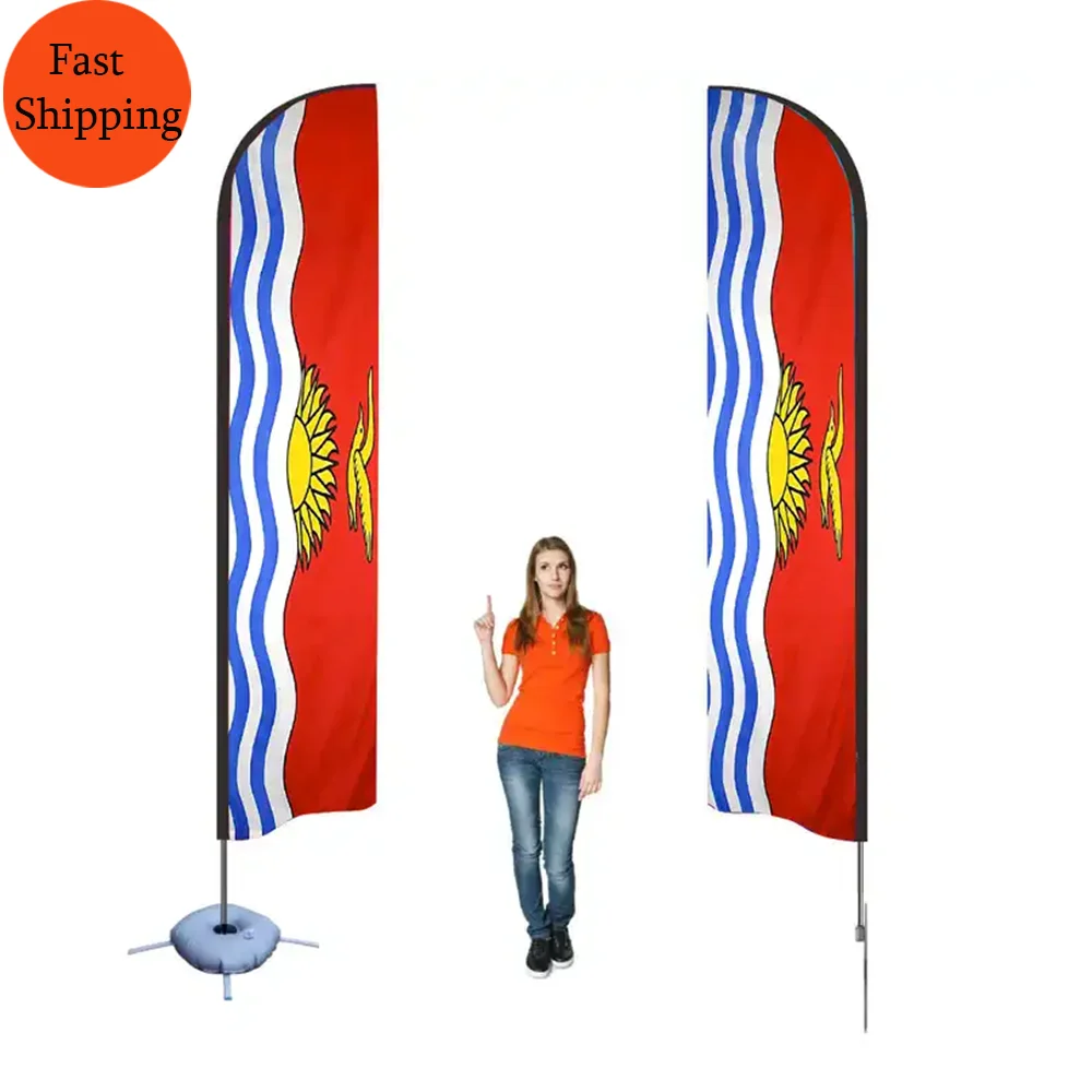 Custom Promotional Flag Giant Telescopic Wind Blade Feather Flag for Real Estate Sale