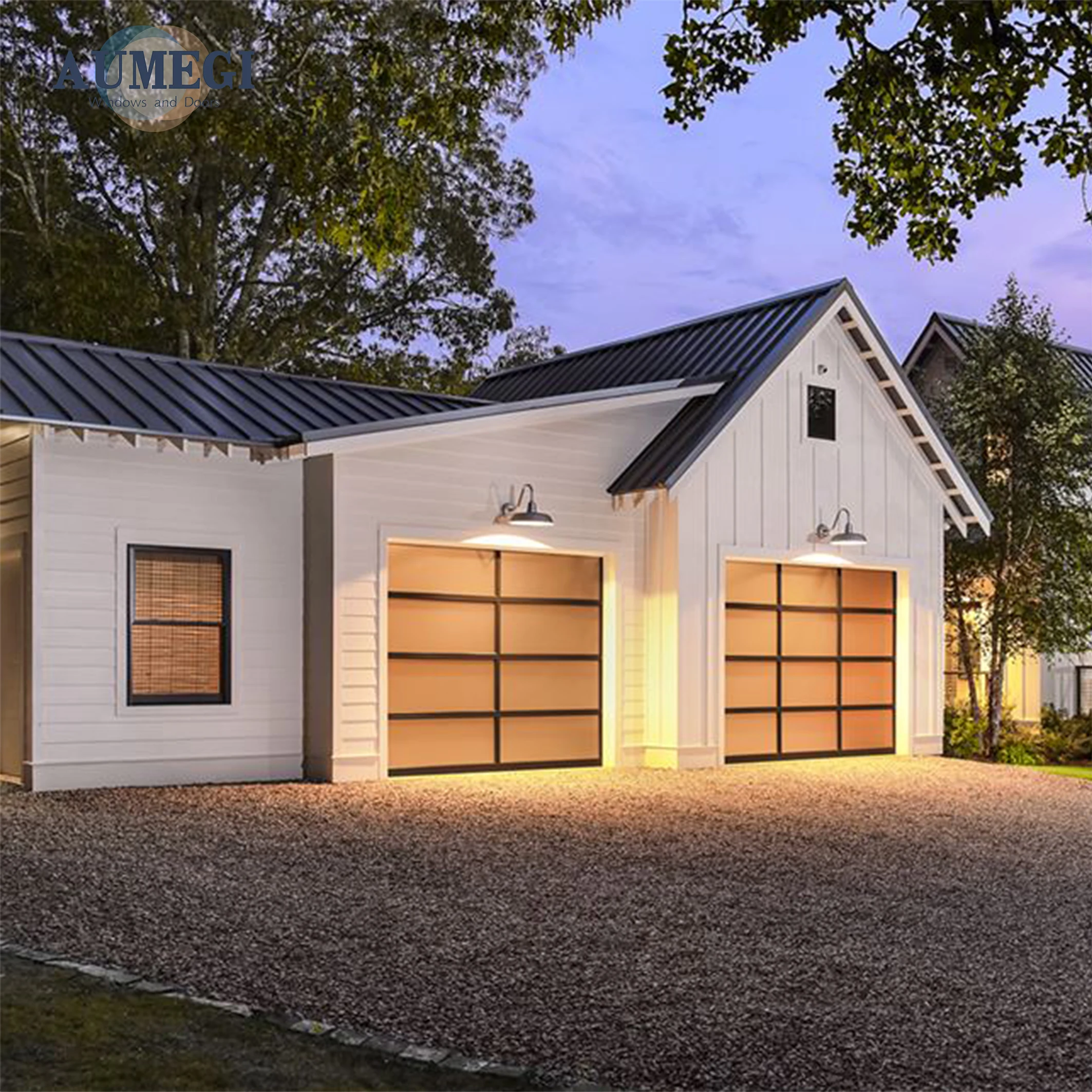 Aumegi Main Gate Entrance  Single Car Garage Door Sectional Car Garage Door Glass Edge For Automatic  Garage Door Glass