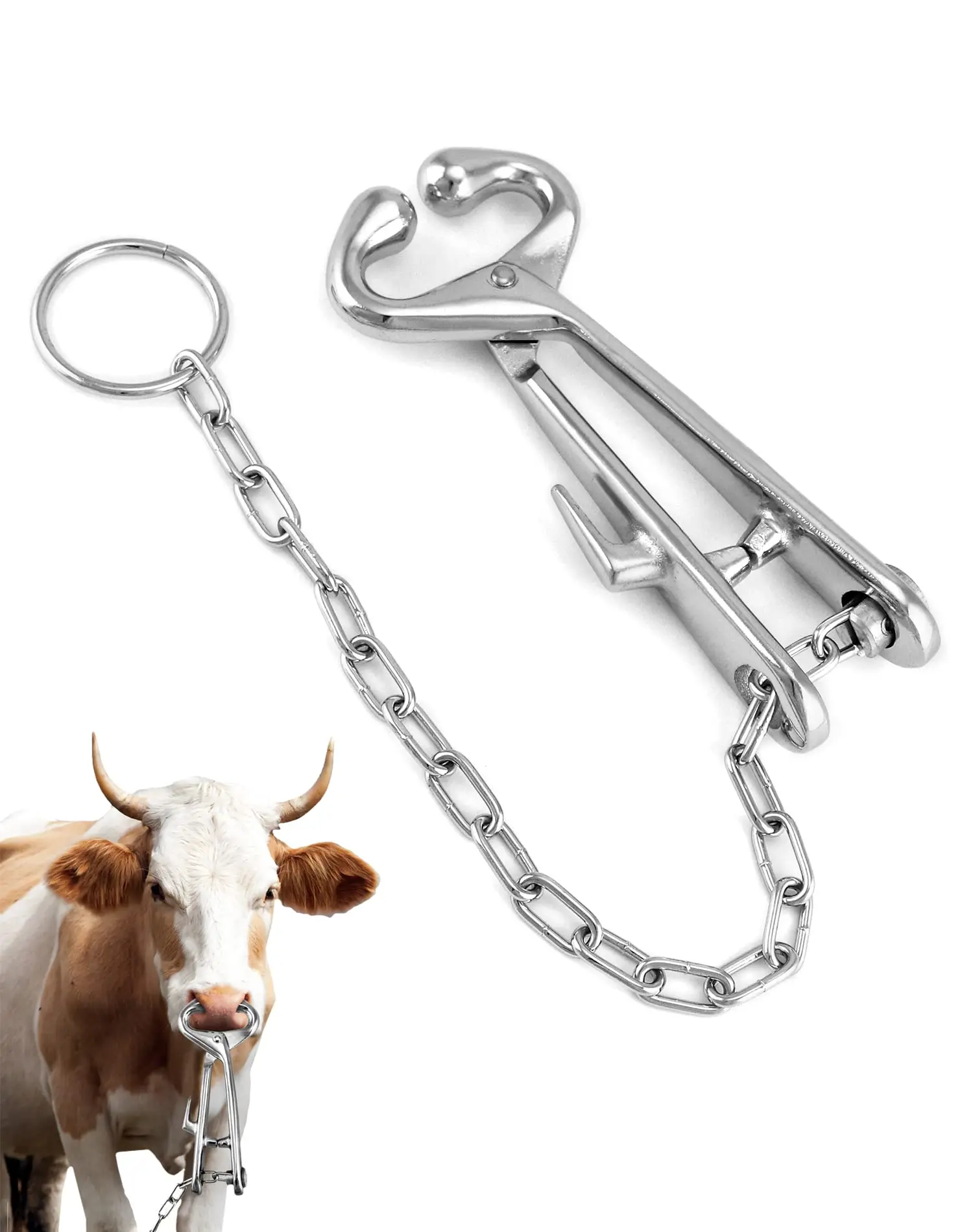 Livestock Veterinary Stainless Steel Cattle Cow Nose Ring Bull Sheep Nose Rings Cattle Hoop Nose Clip