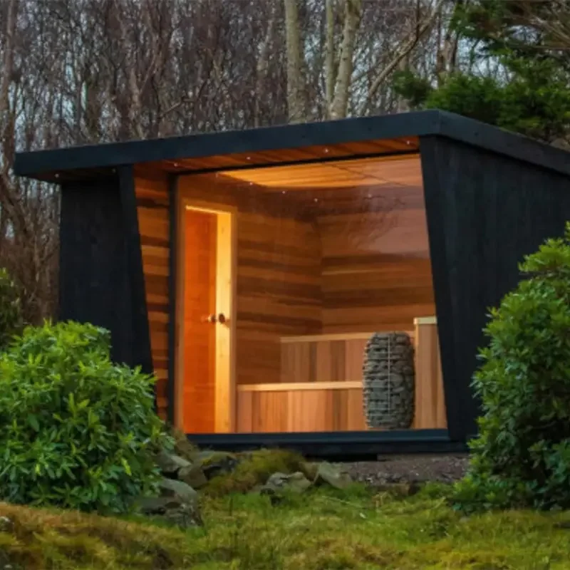 High end luxury customized Canadian hemlock outdoor traditional steam sauna wooden room