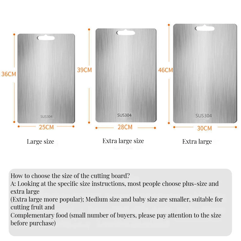 Stainless Steel & Bamboo Double Sided Cutting Board Food Grade Titanium for Meat Fruit & Vegetables