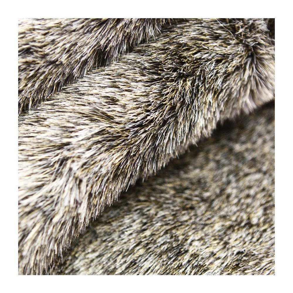 Super Warm Gray Color Artificial Fur Fabric Brushed Polyester Custom Long Pile Fabric For Garment Toy