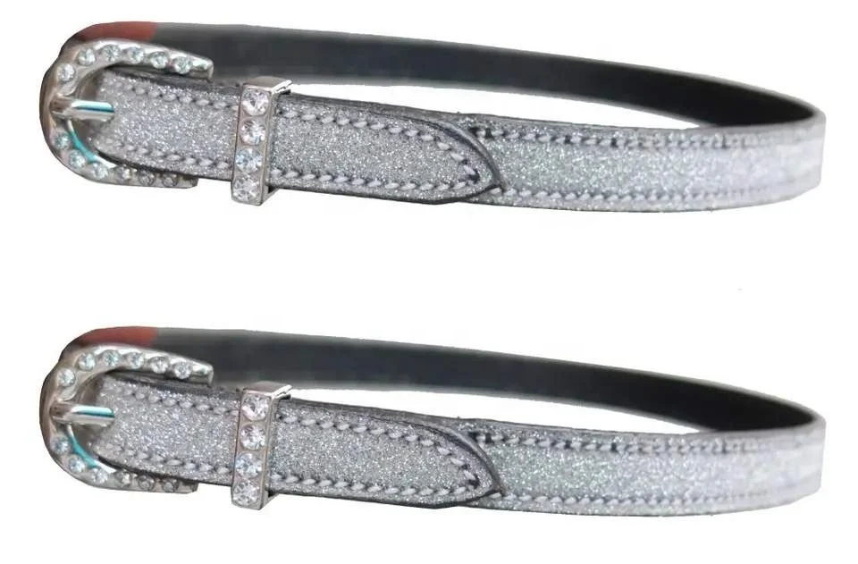 ENGLISH SPUR STRAPS MADE ON LEATHER OR PATENT WITH CRYSTAL FANCY BUCKLES AND KEEPERS