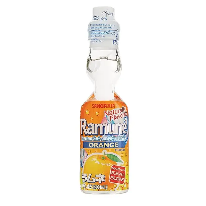 Японский безалкогольный напиток RAMUNE мульти-упаковка 8 бутылок 6 76 жидкая унция (апельсин)