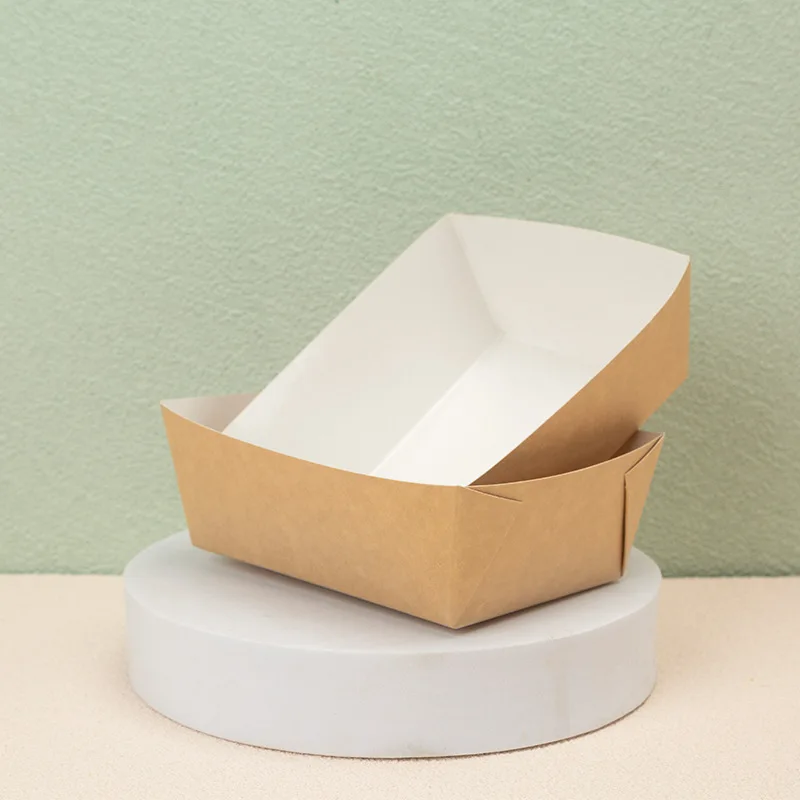 Disposable Thickened Rectangular Kraft Paper Plate for Food,Snack, Party Decoration Supplies