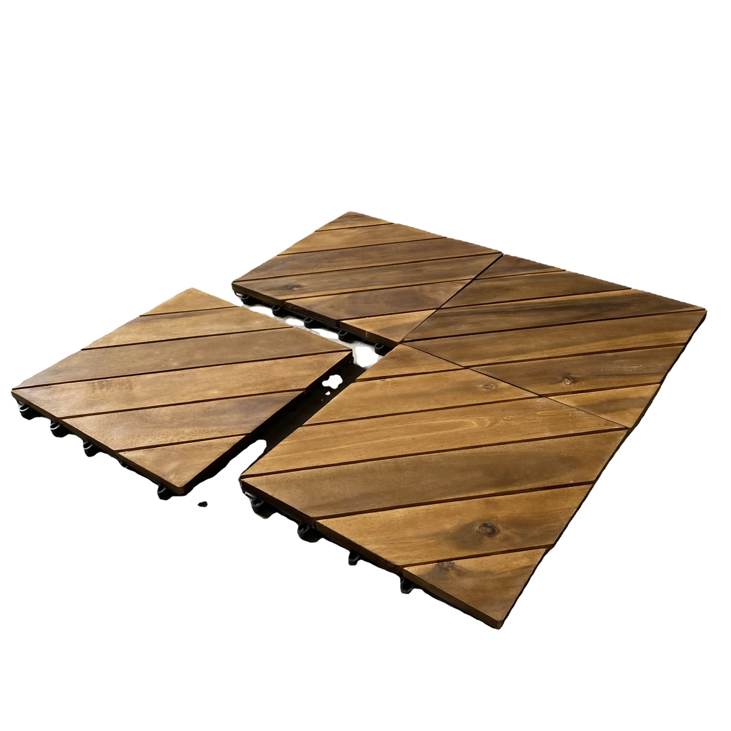Acacia Wood Interlocking Deck Tiles for Outdoor Patio and Floors Flooring In Stock Ready Export 6 slats diagonal