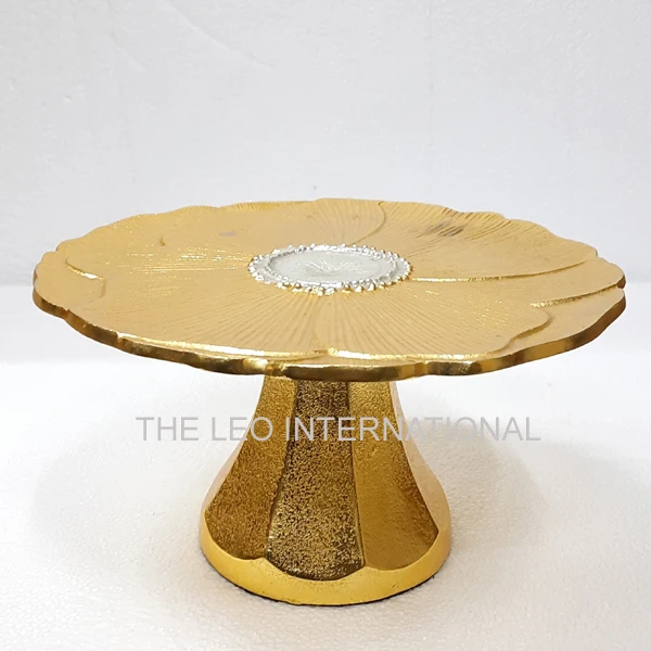 High Quality Metal Marble and Aluminum  2 Tier Cake Stand Flower Shape Gold Plate Silver Color 12X12X16 Inch Wedding Decoration