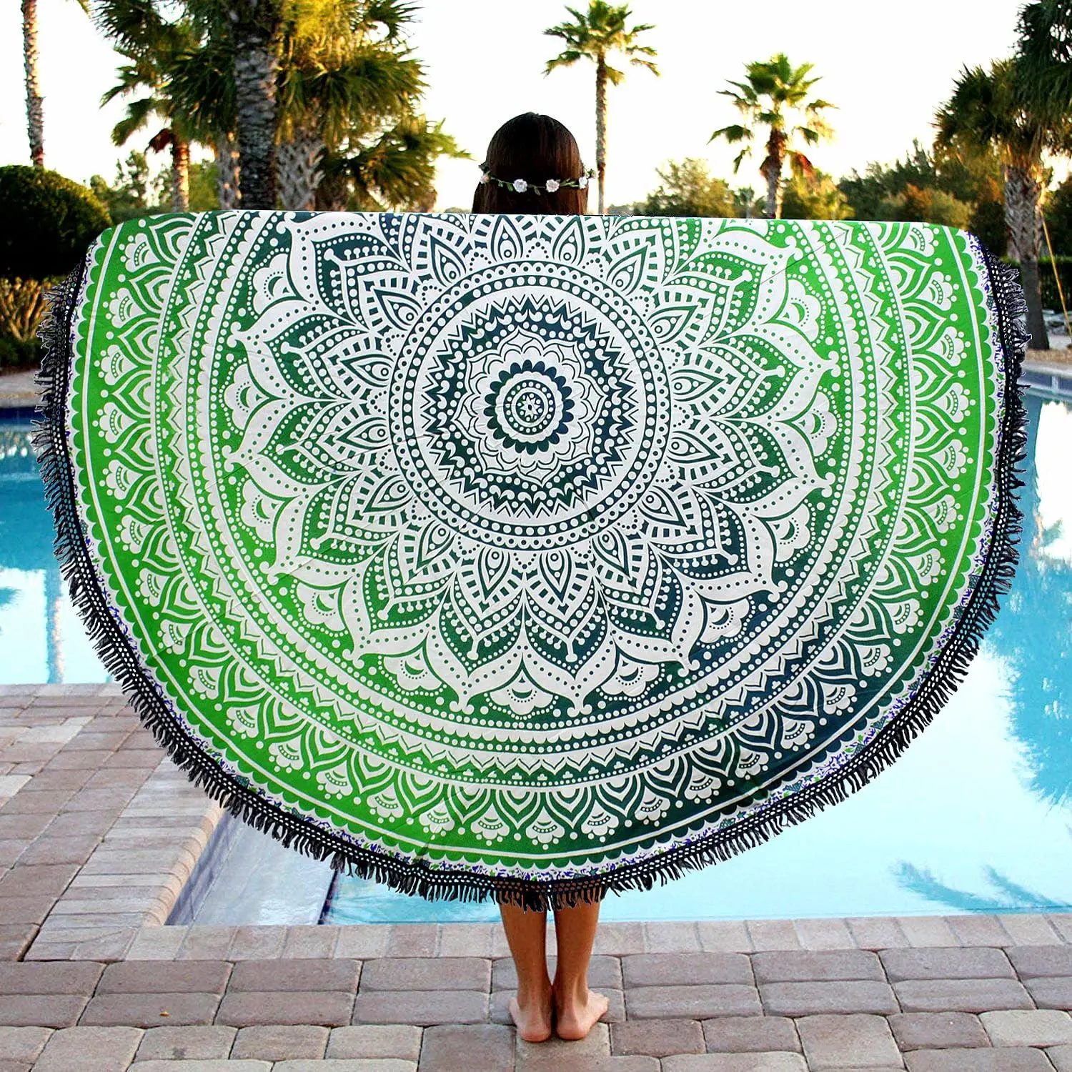 Best Quality Indian Mandala Round Roundie Beach Throw Tapestry Hippy Boho Gypsy Cotton Tablecloth Beach Towel
