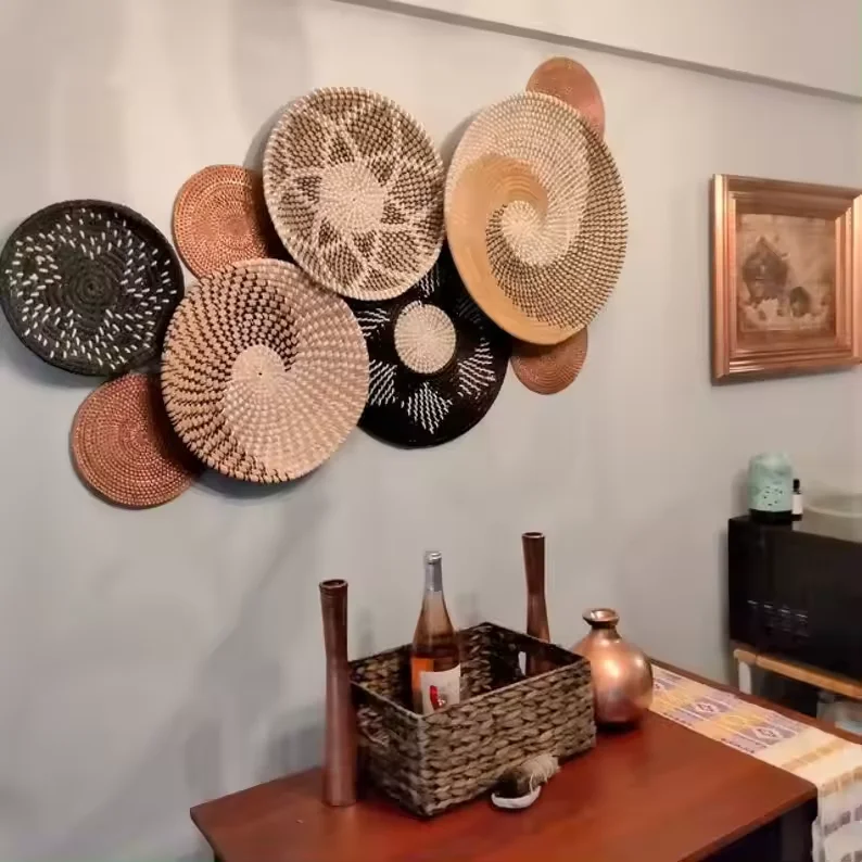 Handicraft 100% Vietnamese Seagrass Baskets Handmade for Home Decoration, Wall Hanging Basket home decor Boho African style