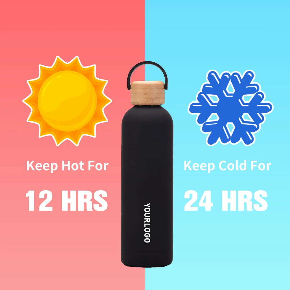 custom aluminium spray logo printing 750ml portable drinking stainless steel hot water bottle water bottles with logo