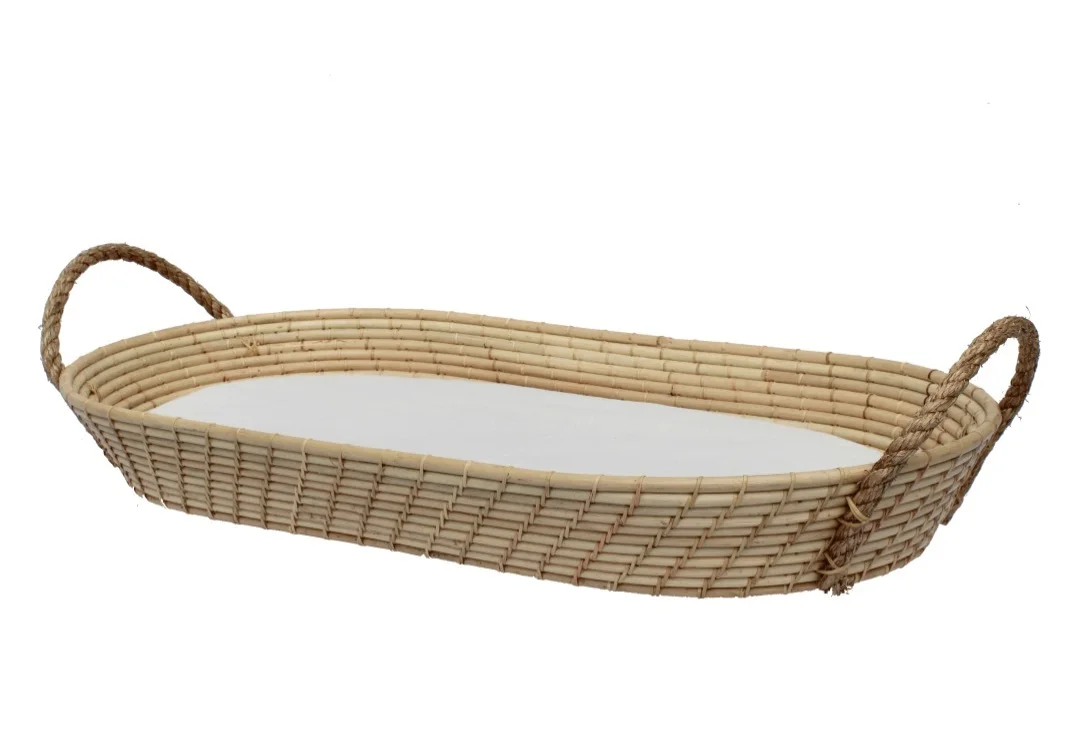 Top Selling Woven Natural Rattan Baby Diaper Changing Basket With Thick Foam Mattress Pad for Baby Changing Basket From Vietnam