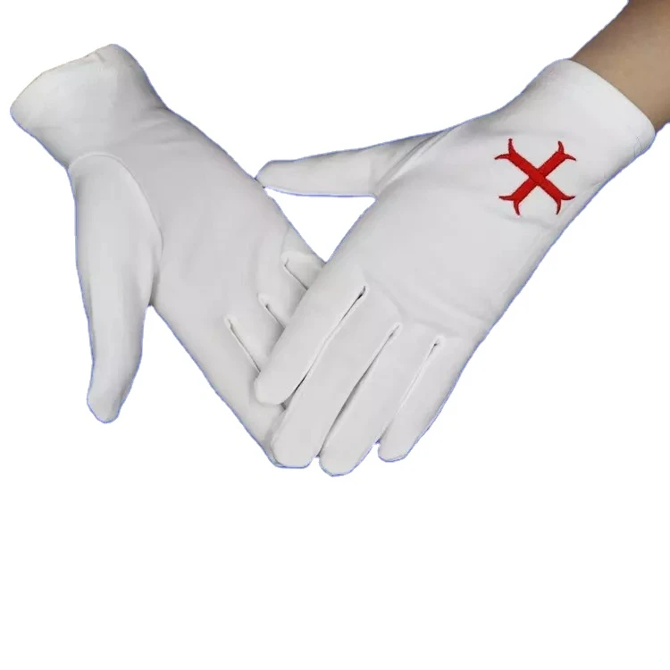 High Quality Custom Made Masonic Gloves 100% Cotton Regalia Private Label Quality Sports and Daily Use