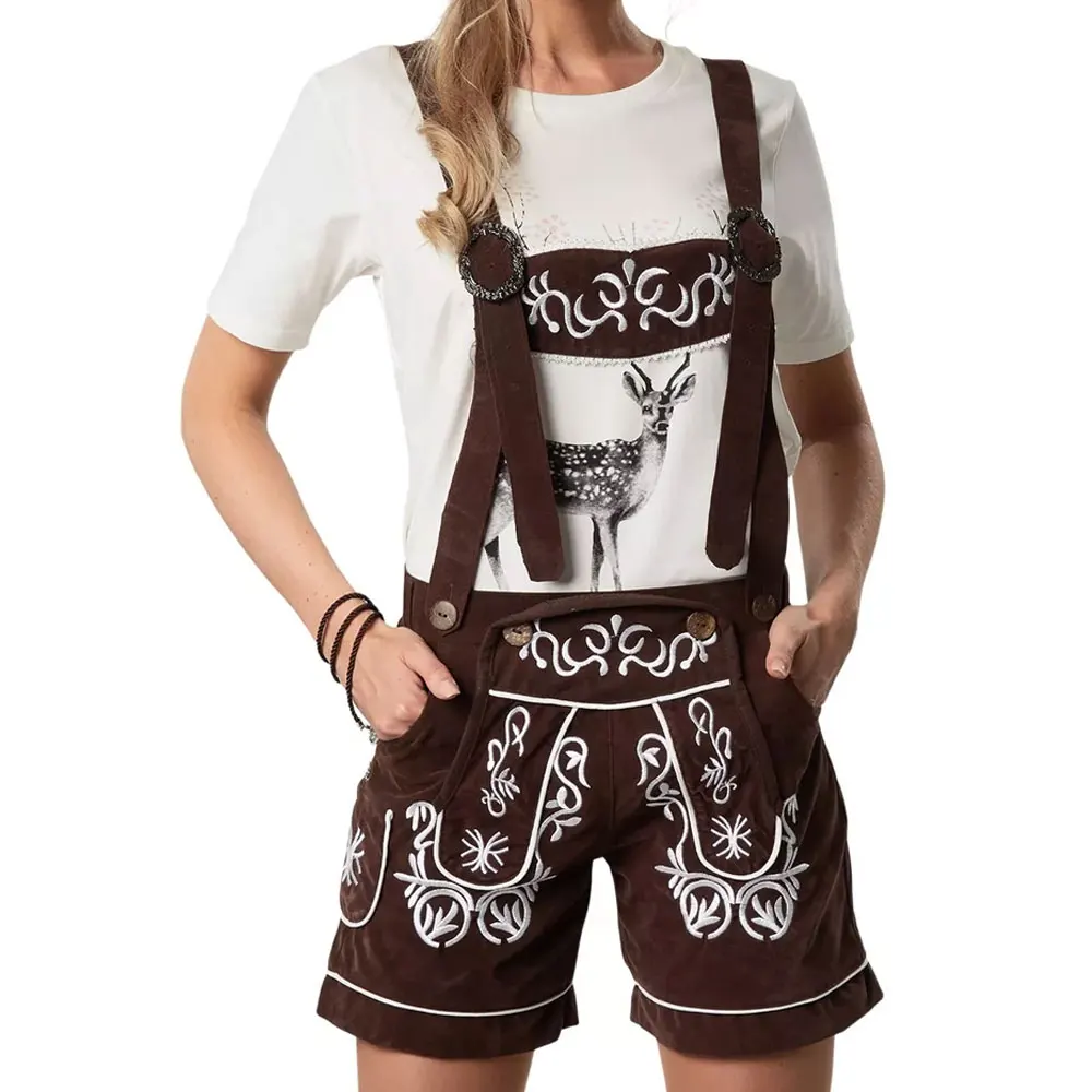 Traditional Clothing Genuine Suede Leather Oktoberfest Bavarian Lederhosen For Adults / New Fashionable Women Lederhosen