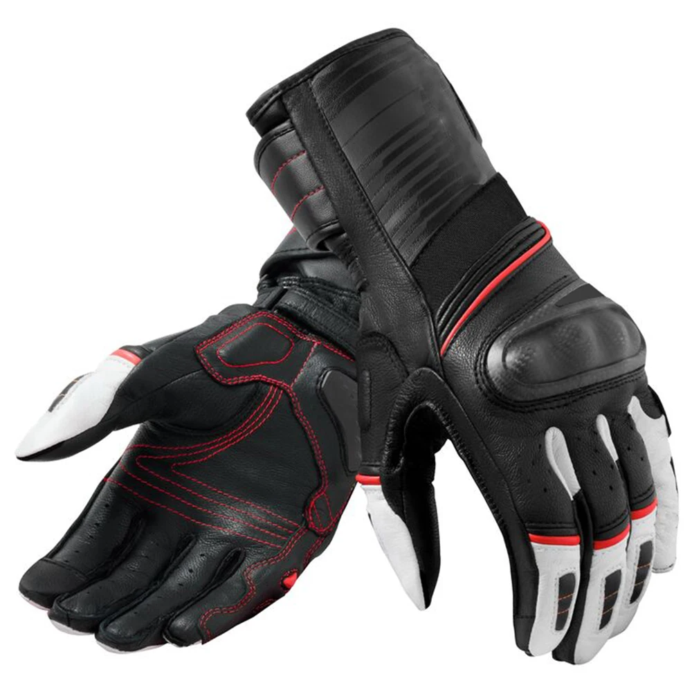 Long Motorcycle Riding Leather Gloves High Quality Carbon Fiber Racing Gloves Touch Screen Motorcycle Gloves