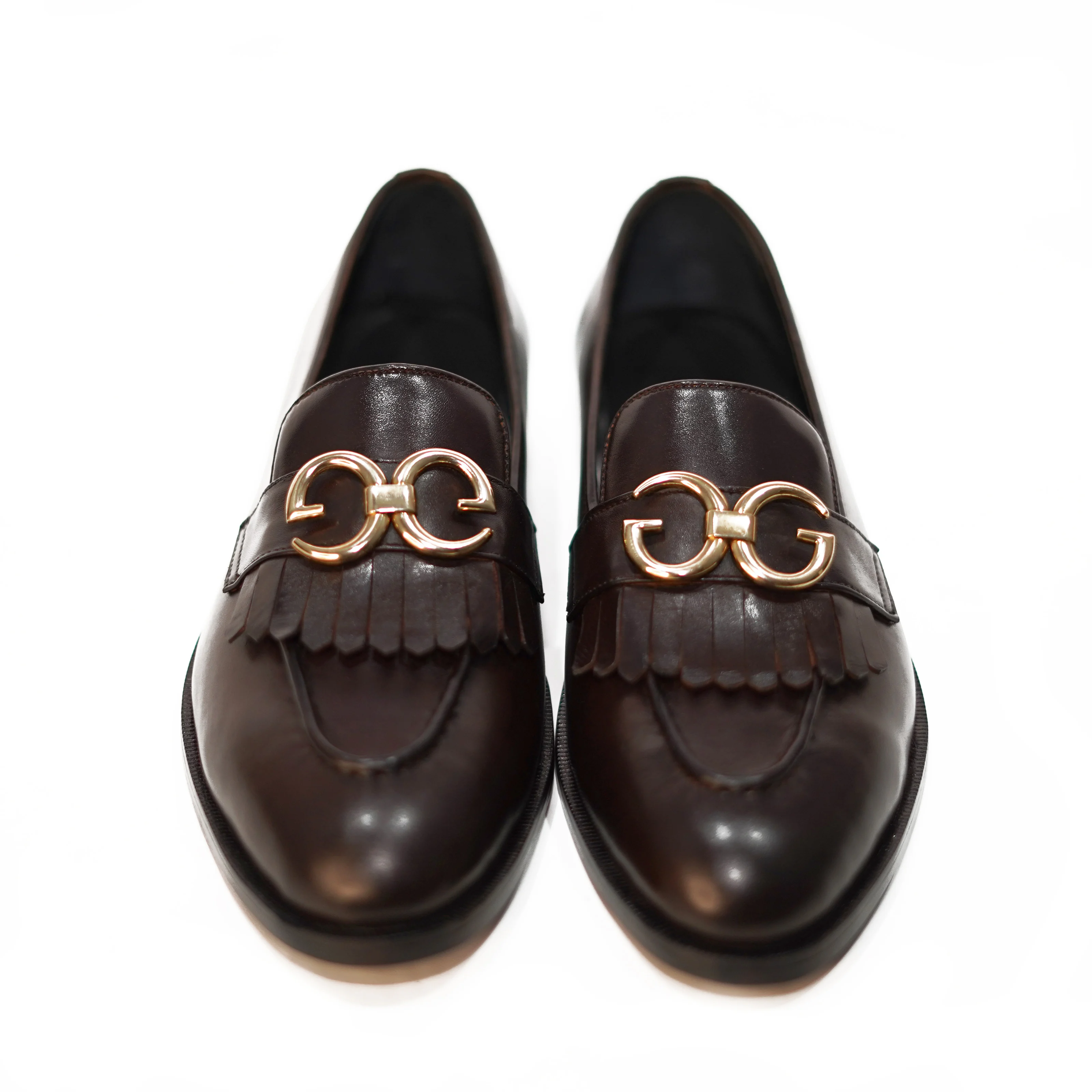 Custom loafers suede G Buckle for men handmade pure leather dress casual Leather sole brown leather shoes