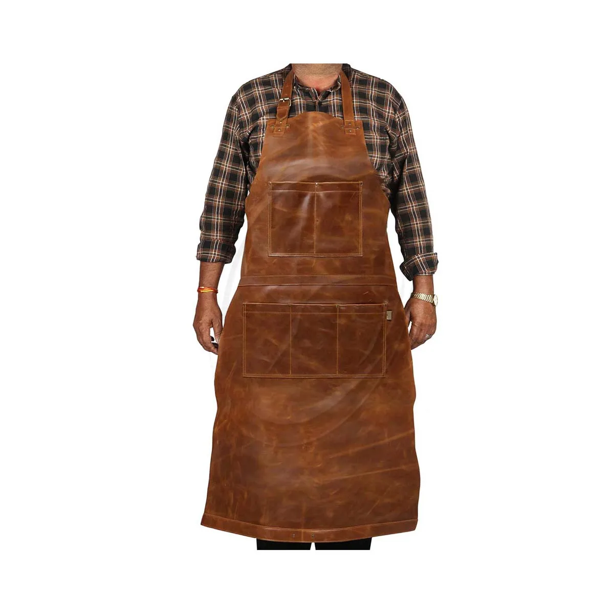 Leather Aprons Heat & Flame Resistant Super Stitching Heavy Duty Chef Apron with Multiple Pockets for Men