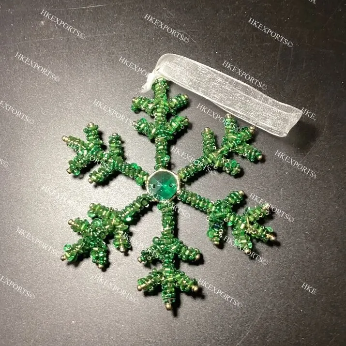 Handcrafted Multicolor Christmas Beaded Hanging Ornament Unique Christmas Tree Ornaments, Artisan Beaded Holiday Decorations