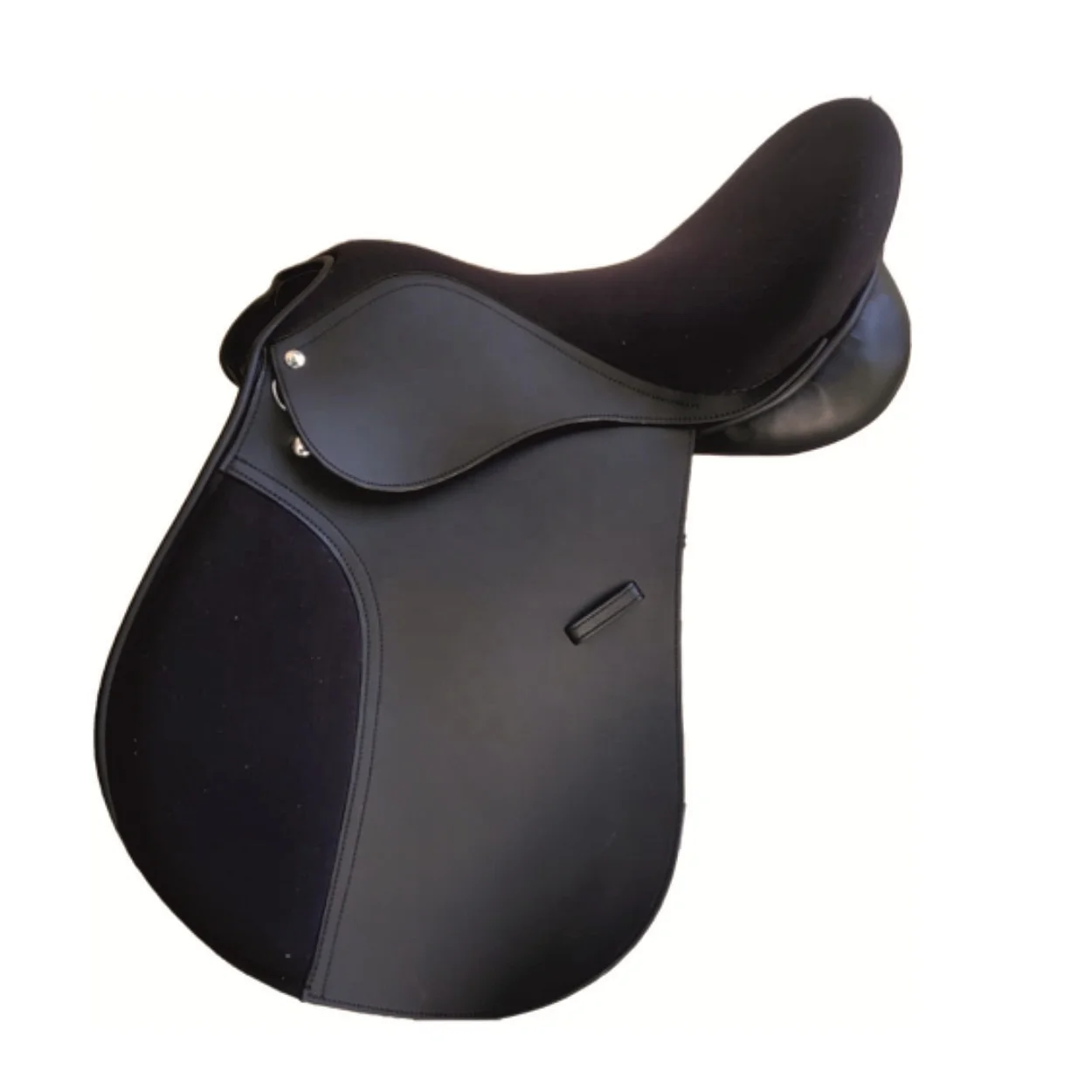 Buy Good Quality Synthetic Jumping Saddle with Solid Black Colored For Horse Racing Uses By Indian Exporters