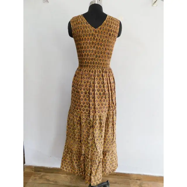 Block printed designer handmade cotton gown long dress women wholesale dresses