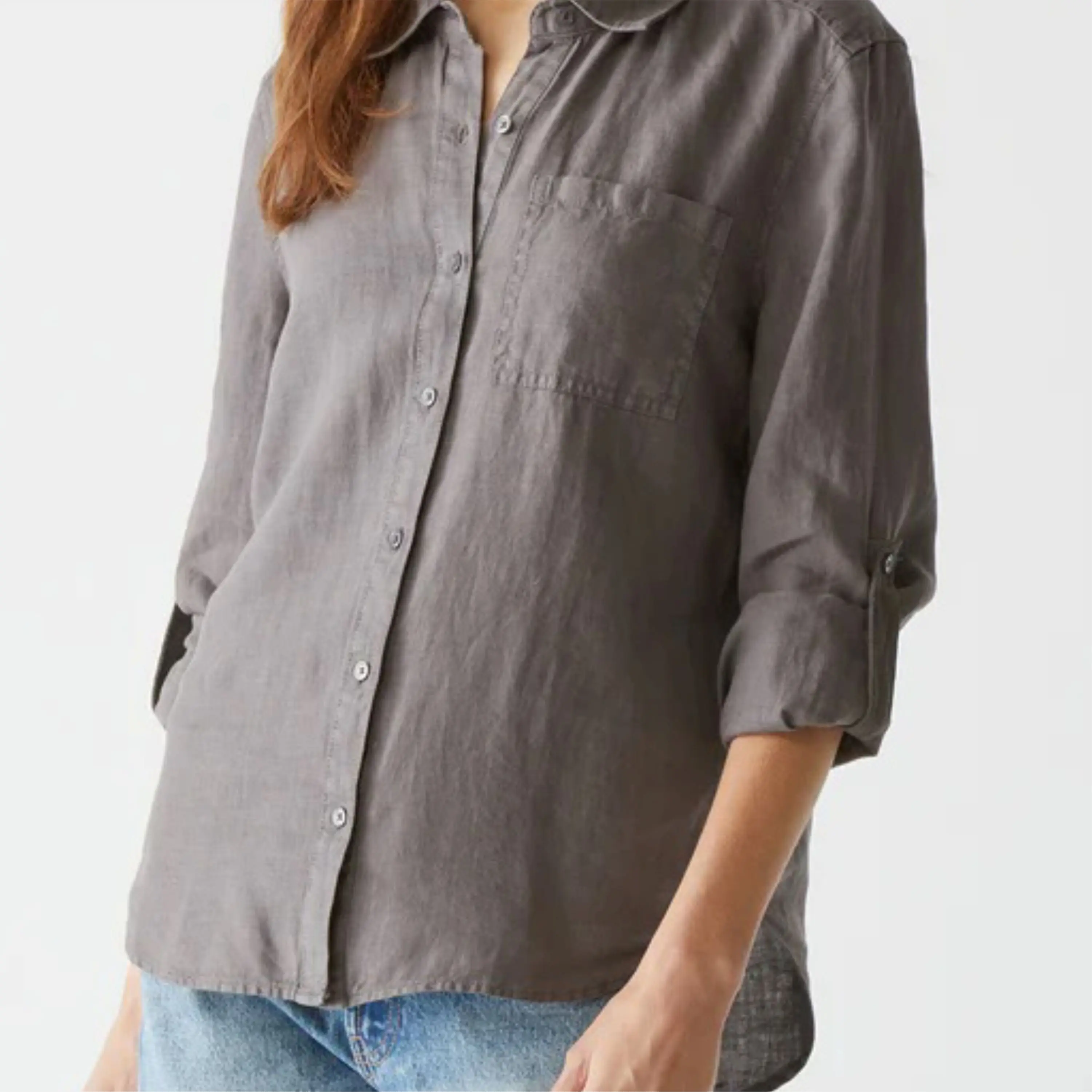 Casual Denim Button-Down Shirt for Women - Stylish and Durable, Great for Daily Wear, Available in Classic Blue and Dark Washes