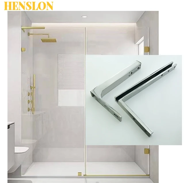 modern frameless Shower room stainless steel 90 degree glass corner fixed support channel bracket