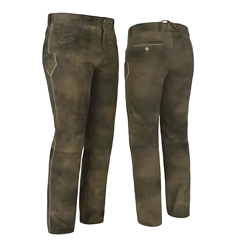 2024 new fashion Lederhosen Bavarian leather pants Oktoberfest Type Short Outdoor Low MOQ Goat Leather Pants men in whole sale