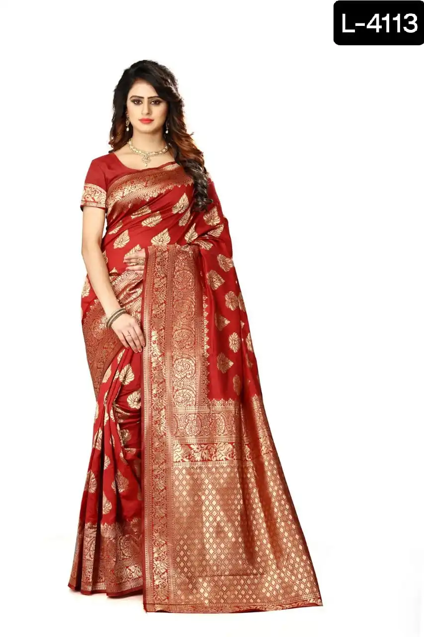 Banarasi Silk Sari with Thread Zari Coding Sequins Work with Silk Blouse Piece Digital Print Sari Top Selling Latest Design Sari